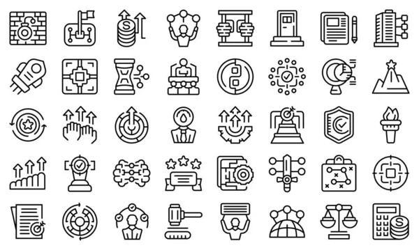 Courage icons set outline vector. Risk adventure — Stock Vector