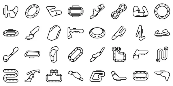 Racetrack icons set outline vector. Track map — Stock Vector
