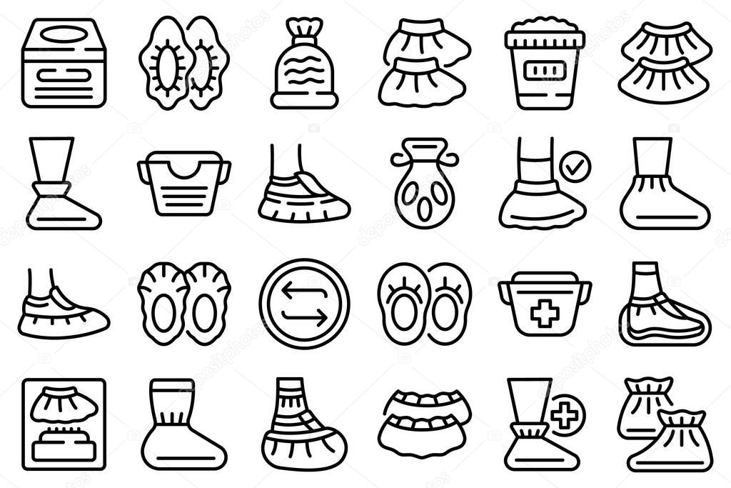 Shoe covers icons set outline vector. Hospital protection