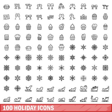 100 tatil simgesi seti, özet biçimi