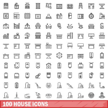 100 ev simgesi seti, özet biçimi