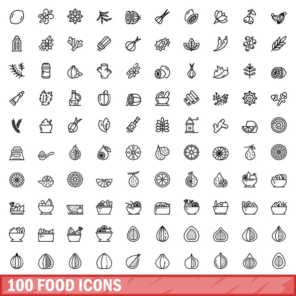 100 conjunto de ícones de comida, estilo esboço —  Vetores de Stock