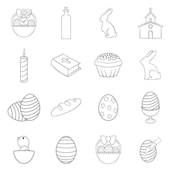 Easter icon set outline — Stock Vector