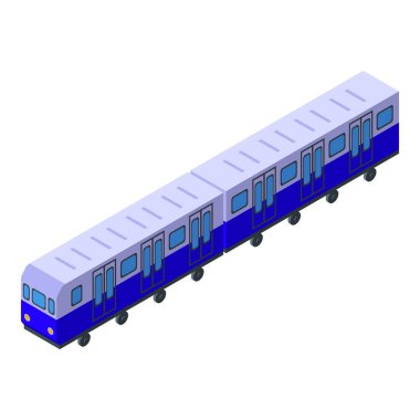 Metro treni ikonu izometrik vektörü. Metro bileti.