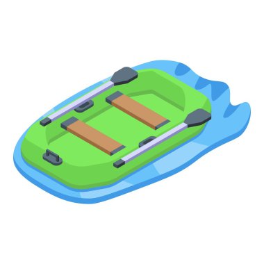 Lastik bot ikonu izometrik vektörü. Su cankurtaran botu