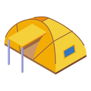 Çadır ekipman ikonu izometrik vektörü. Kamp Turisti