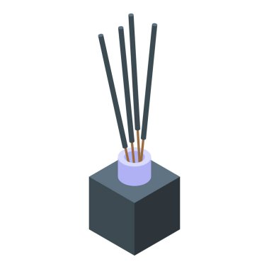 Hava temizleme çubukları ikon izometrik vektörü. Parfüm kokusu