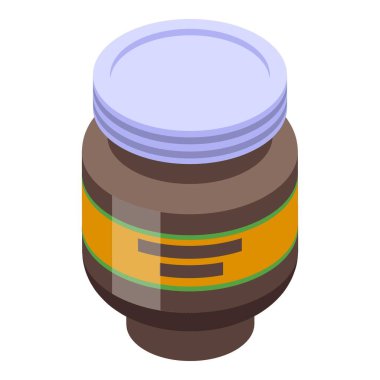 Kakao kreması kavanozu ikon izometrik vektörü. Fındıklı çikolata.