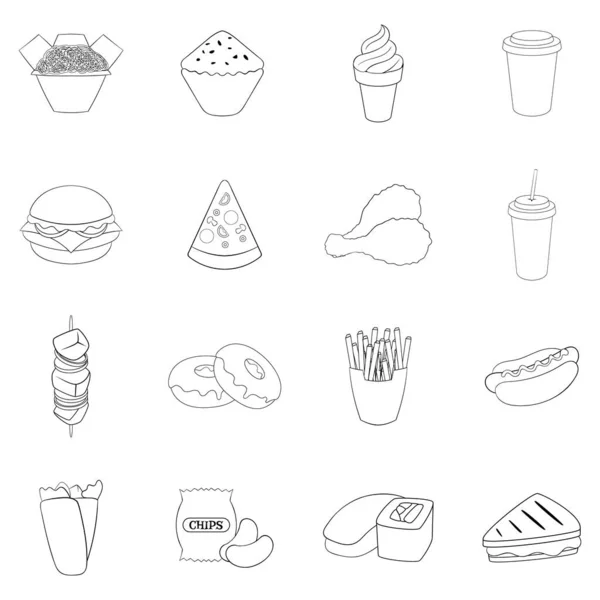 Fast food icon set outline — Stock Vector