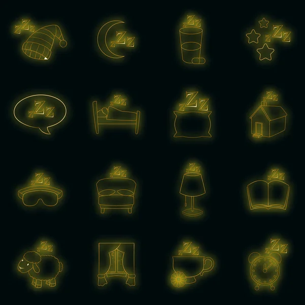 Sleep symbols icons set vector neon — Stock Vector