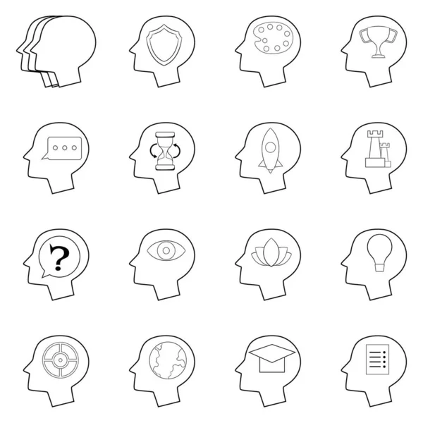 Ikona głowy ludzkiego umysłu nakreślona — Wektor stockowy