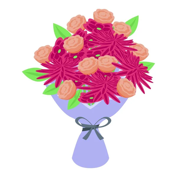 Posy icône de bouquet de fleurs vecteur isométrique. Cadeau groupé — Image vectorielle
