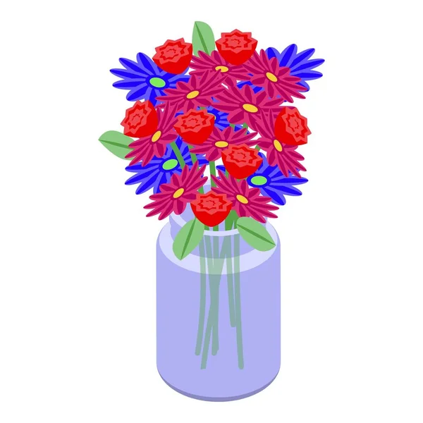 Fleur en pot icône vecteur isométrique. Bouquet cadeau — Image vectorielle