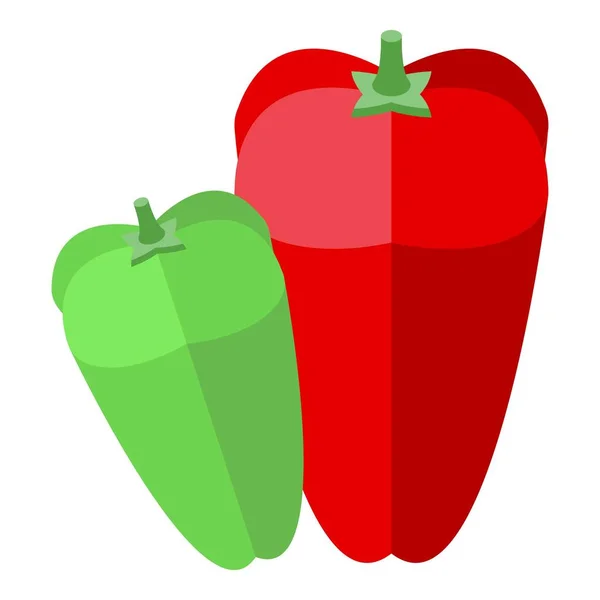 Piros zöld paprika ikon izometrikus vektor. Édespaprika — Stock Vector