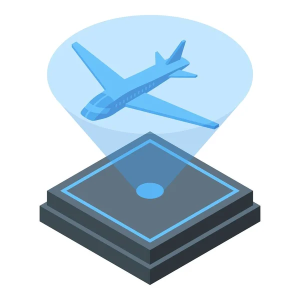 Ikona hologramu samolotu wektor izometryczny. Projekcja cyfrowa — Wektor stockowy