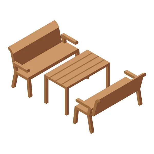 Icono de los muebles del camping vector isométrico. Camping escena — Archivo Imágenes Vectoriales