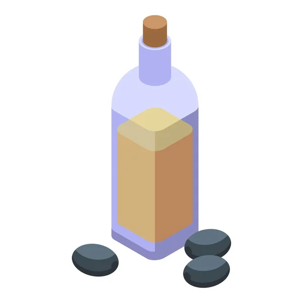 Icono de botella de aceite de oliva vector isométrico. Etiqueta de vidrio — Vector de stock