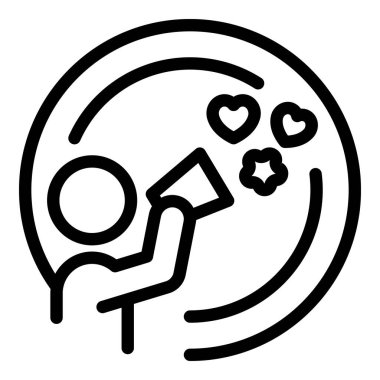 Etki paylaşımı simgesi ana hatları vektörü. Sosyal medya