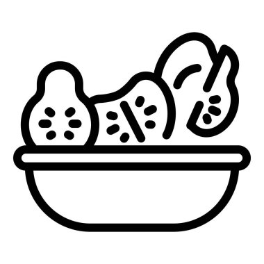 Vejetaryen salata ikonu ana hatları vektörü. Yemek diyeti