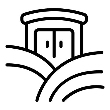 Şarap tünel depolama ikonu ana hat vektörü. İçki şişesi