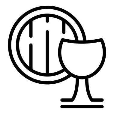 Ev şarabı fıçısı ikonu ana hatları vektörü. Sarmaşık partisi