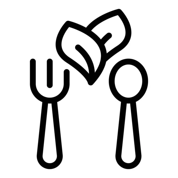 Wegańska ikona obiadu zarys wektor. Dietetyczna żywność — Wektor stockowy