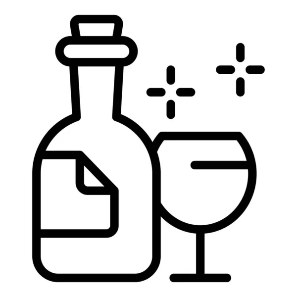 香槟瓶子图标勾勒出向量.Sommelier drink — 图库矢量图片