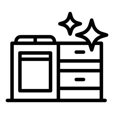 Temiz mutfak ikonu ana hatları vektörü. Lavabo.