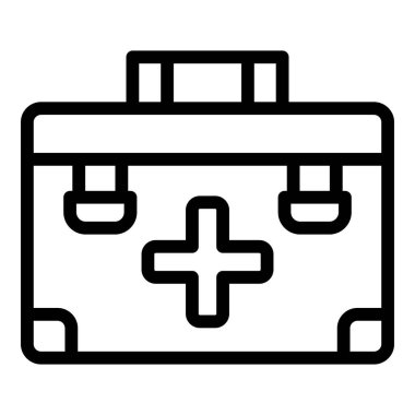 Tıbbi yardım seti ana hatları vektörü. Acil durum kutusu