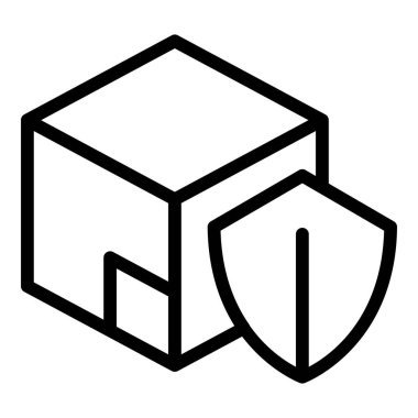 Güvenli taşınan kutu simgesi ana hatlı vektör. Ev servisi