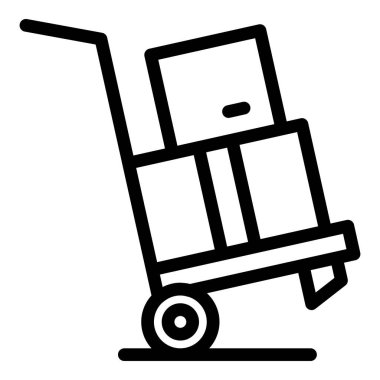 Araba teslim ikonu ana hatları vektörü. Ev Taşınma