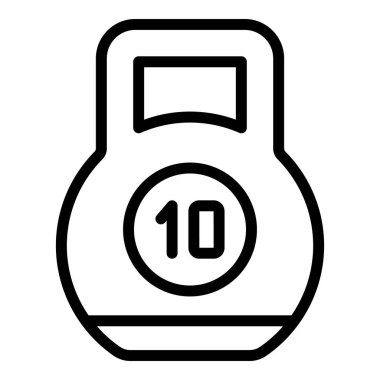 Kettlebell ikon ana hatları vektörü. Ağır ağırlık