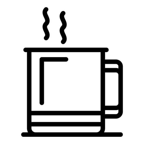 Taza de té caliente icono contorno vector. Taza de bebida — Vector de stock