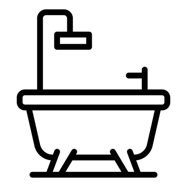 Bañera icono contorno vector. Ducha bañera — Vector de stock