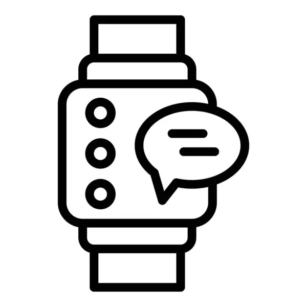 Smartwatch ondersteuning pictogram omtrek vector. Klantchat — Stockvector