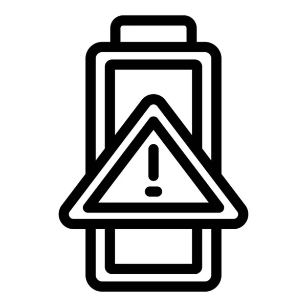 Attention icône de batterie contour vecteur. Niveau électrique — Image vectorielle