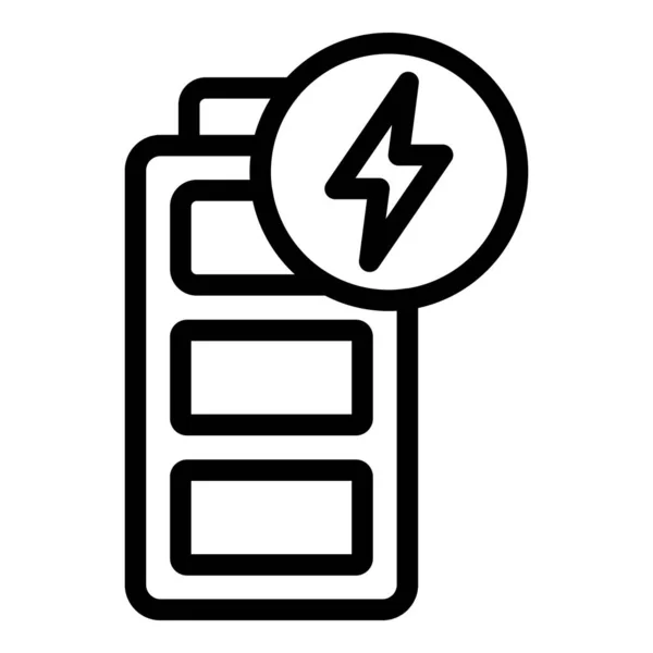 Full battery icon outline vector. Load alkaline — Stock Vector