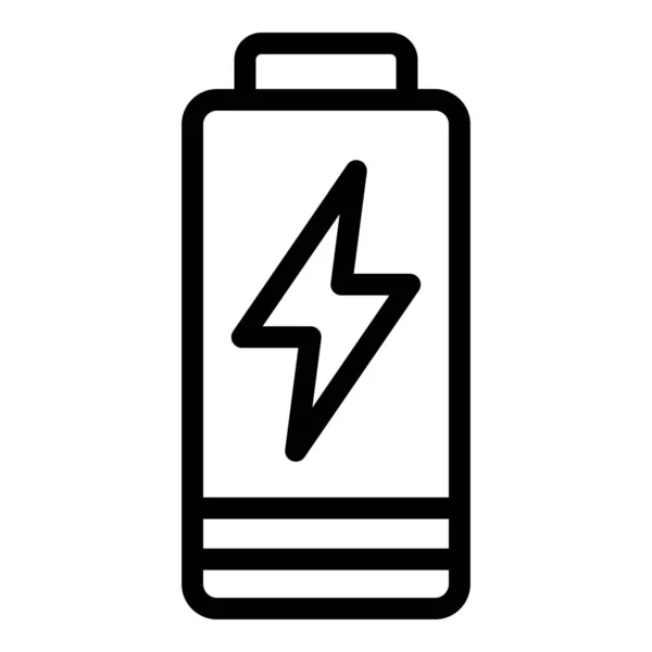 Batterieschwacher Umrissvektor mit Symbolen. Ladeleistung — Stockvektor