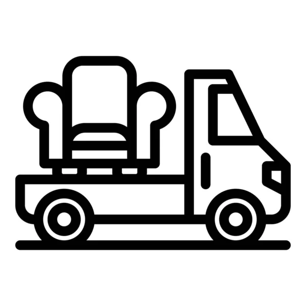 Truck fauteuil levering pictogram omtrek vector. Bedrijfsverplaatsingen — Stockvector