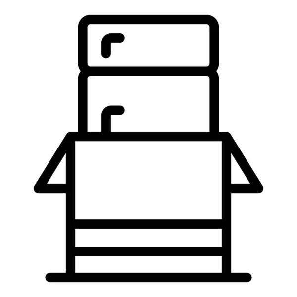 Boîte de relocalisation icône de pile contour vecteur. Service de déménagement — Image vectorielle