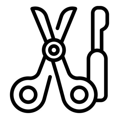 Rhinoplasty makas ikon ana hatları vektörü. Ameliyat yüzü.