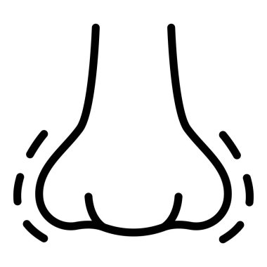 Burun anatomisi ikonu ana hatları vektörü. Ameliyat yüzü.