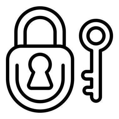 Seo asma kilit iş eğilimi simgesi ana hatları vektörü. Arama ögesi