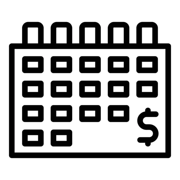 Icono de calendario de pago contorno vector. Crédito a la renta — Vector de stock