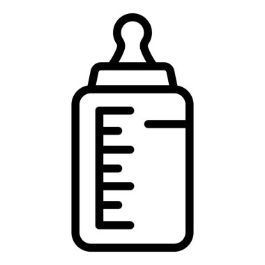 Süt şişesi ikonu ana hatları vektörü. Bebek bardağı.