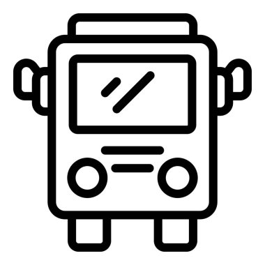 Okul otobüsü ikonu ana hatları vektörü. Yol kenarı