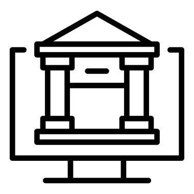 Web çevrimiçi bankacılık ikonu ana hatları vektörü. Cep telefonu cüzdanı