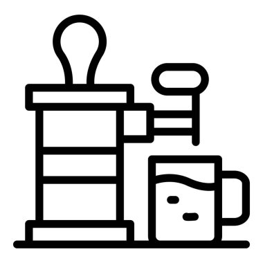 Bira kupası ikonu ana hatları vektörü. Tank işlemi