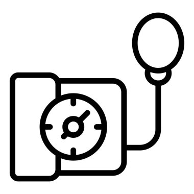 Kan basıncı aracı simgesi ana hat vektörü. Hemşire bakımı