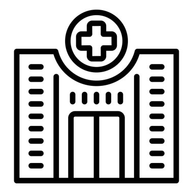 Hastane binası ikon ana hatları vektörü. Sağlık doktoru